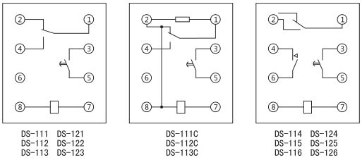 DS-126時間繼電器內部接線及外引接線圖(背視圖)圖片