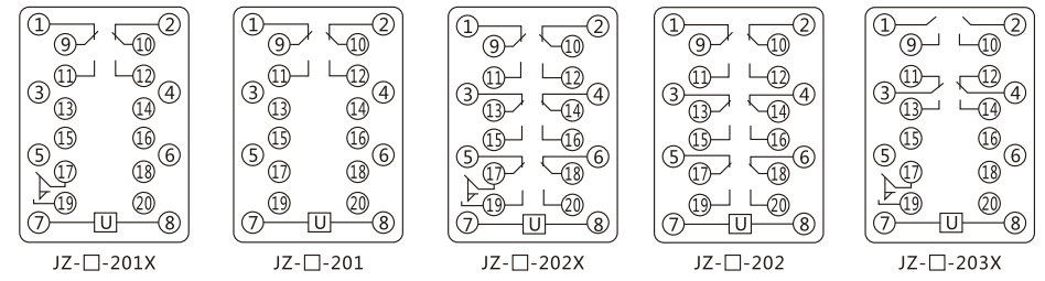 JZY(J)-35靜態中間繼電器內部接線圖及外引接線圖 JZY(J)-35靜態中間繼電器內部接線圖及外引接線圖